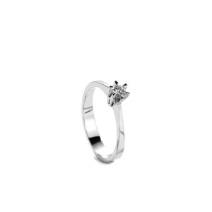 Diamant ring i hvitt gull 0,07ct-0,10ct Wsi.