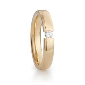 Spennring i gult gull med diamant